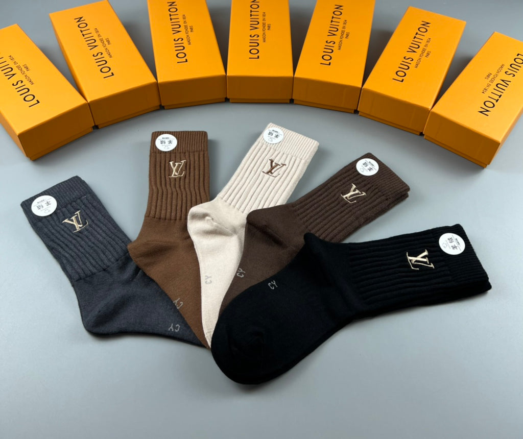 Louis Vuitton Small Initial Details Crew Socks - 5-Pair Set