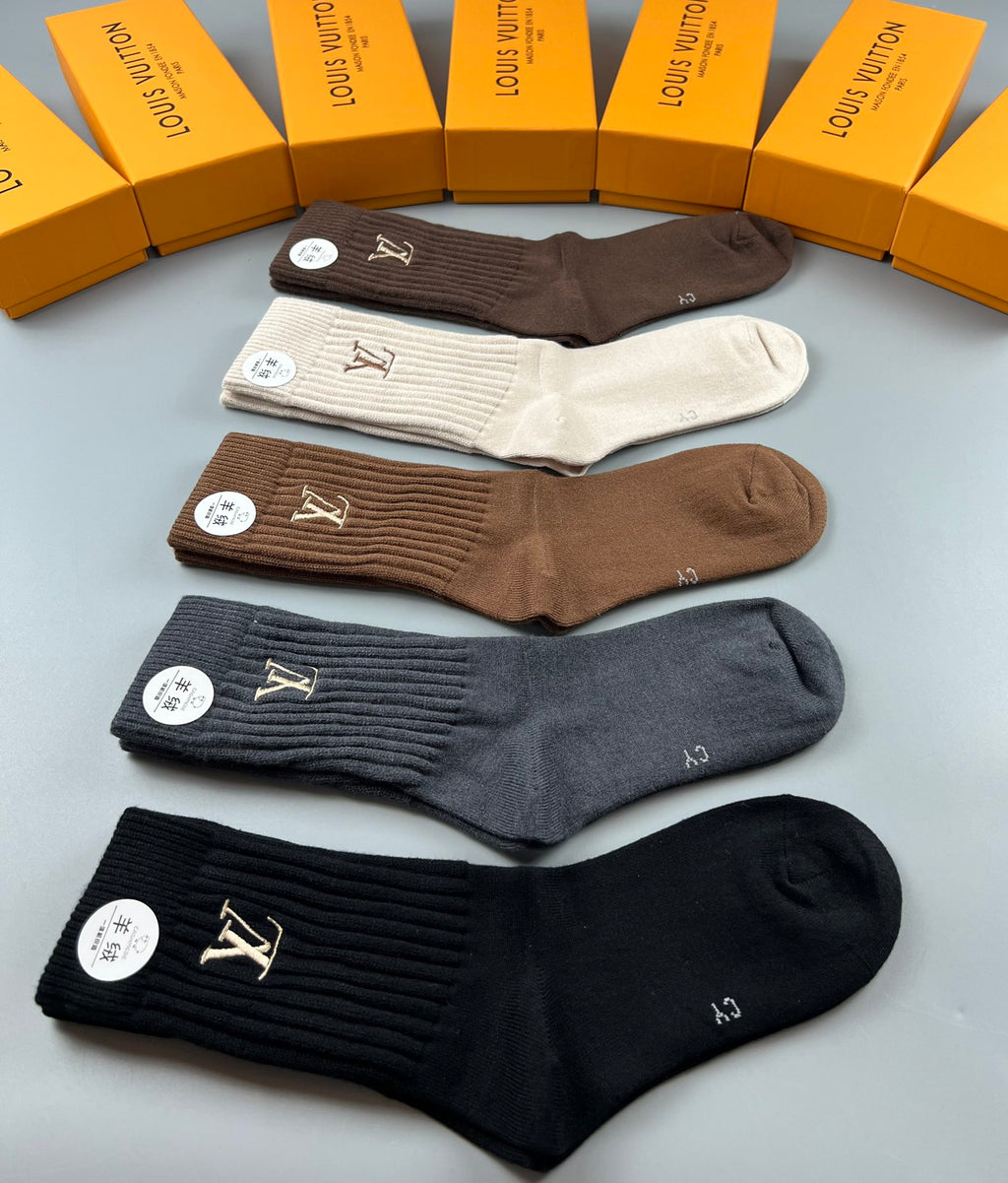 Louis Vuitton Ribbed Motif Crew Socks - 5-Pair Box