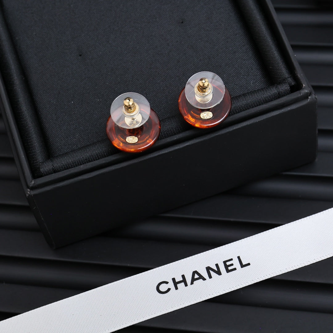 Signature Emblem Stud Earrings in Polished Metal-Tone – Blue Detail detail view
