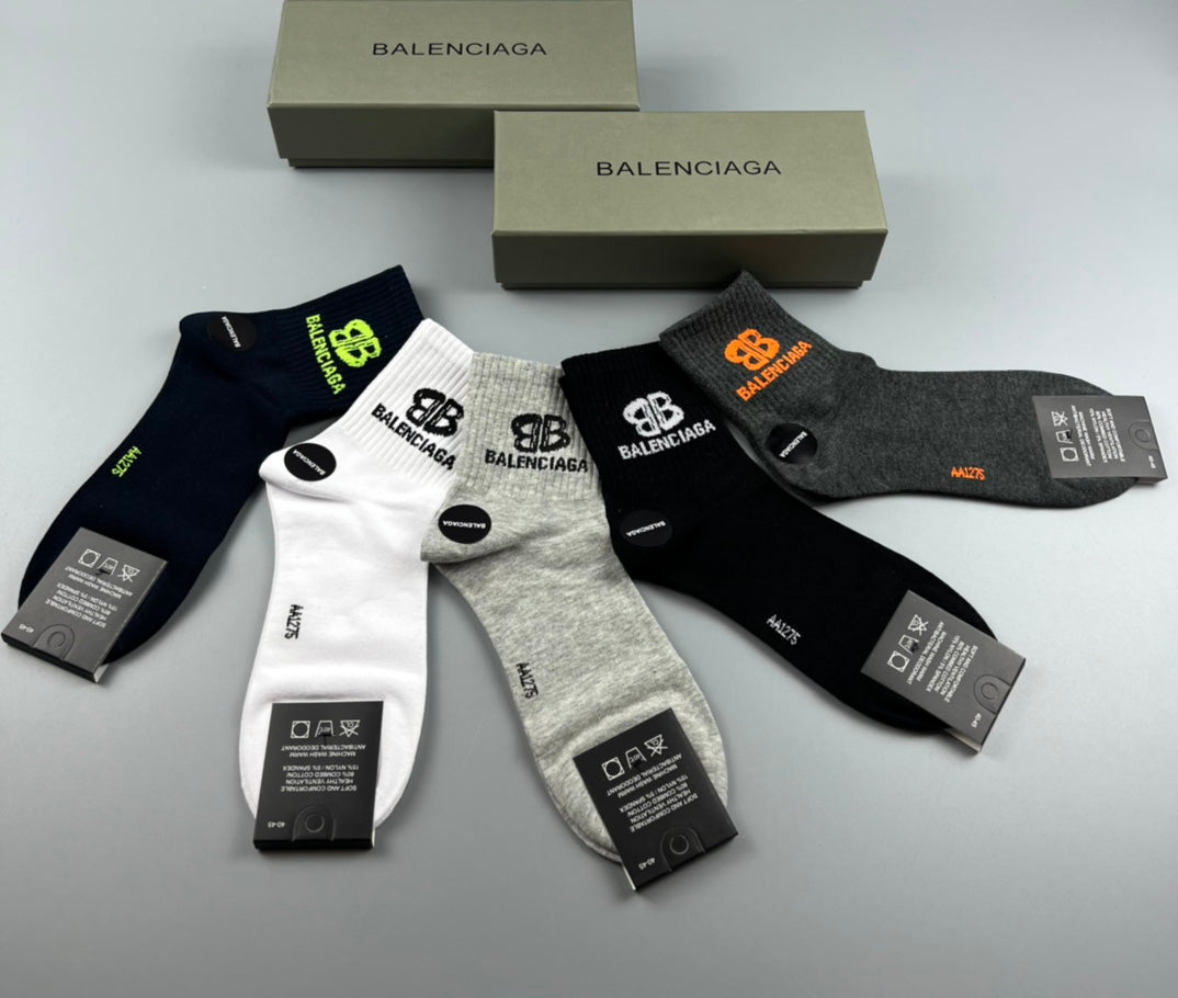 Balenciaga Colourful Bb Graphics Crew Socks - 5-Pair Set