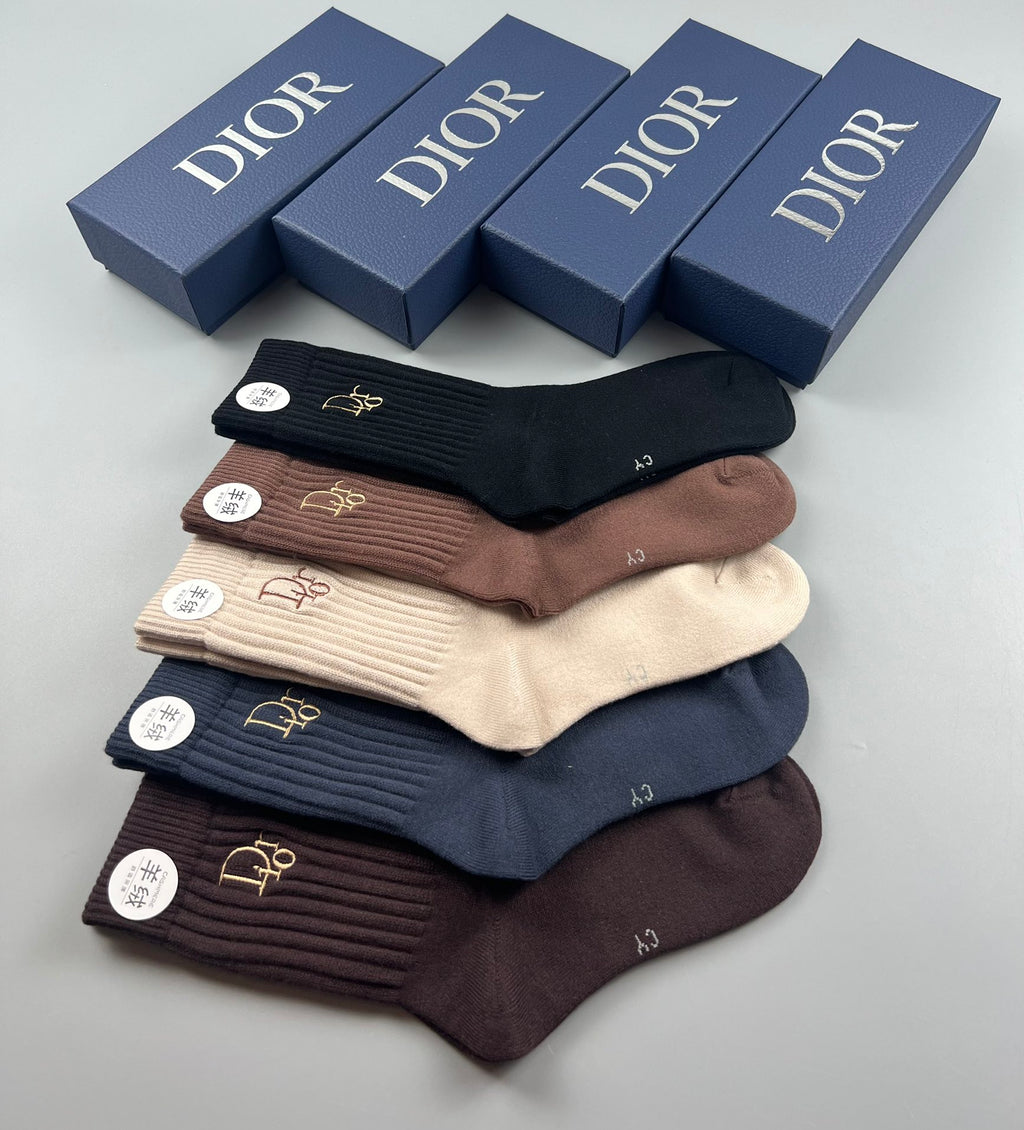 Dior Small Emblem Details Crew Socks - 5-Pair Set