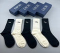 Dior Double-Needle Cotton Socks - 5-Pair Set