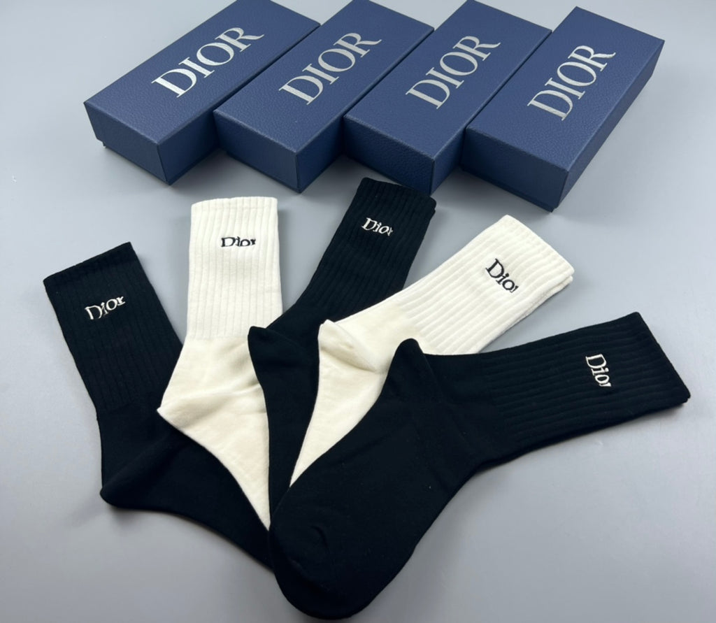 Dior Cotton Short Socks - 5-Pair Pack