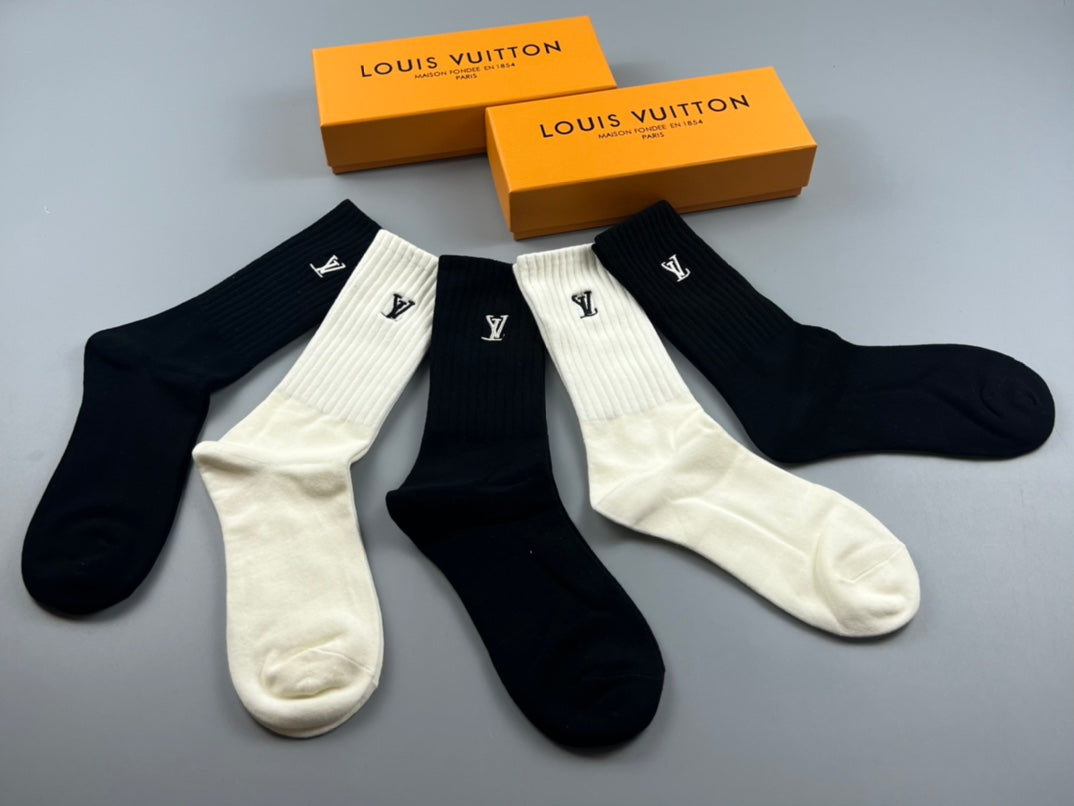 Louis Vuitton Small Initial Details Crew Socks - 5-Pair Set