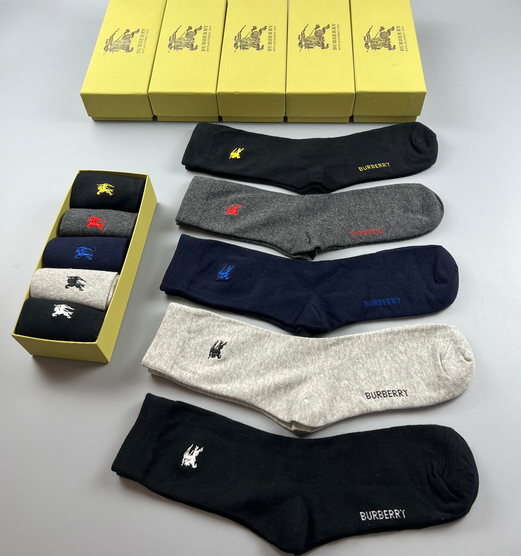 Burberry Cotton Crew Socks - 5-Pair Pack