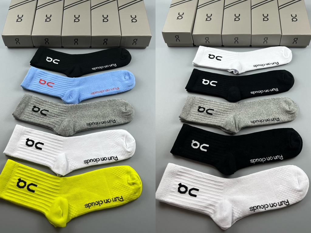 On Contrast Lettering Crew Socks - 5-Pair Set