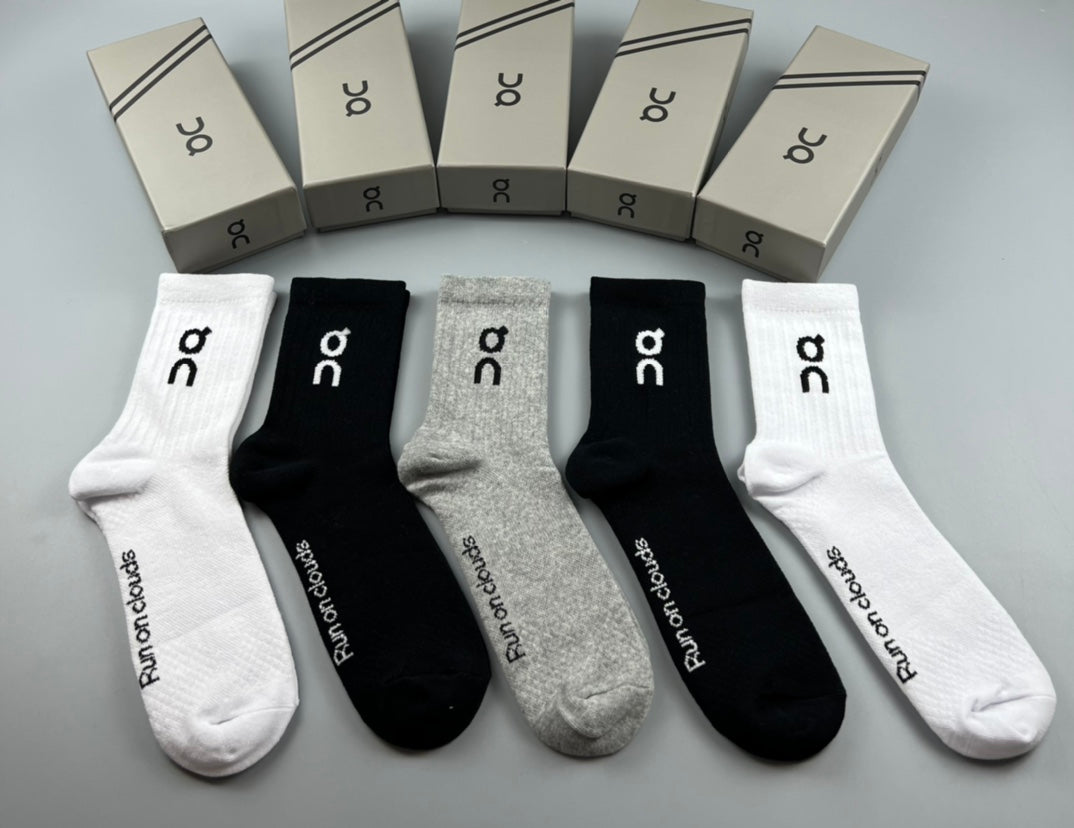 On Contrast Lettering Crew Socks - 5-Pair Set