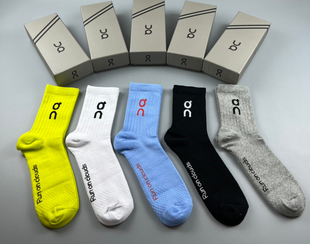 On Contrast Lettering Crew Socks - 5-Pair Set