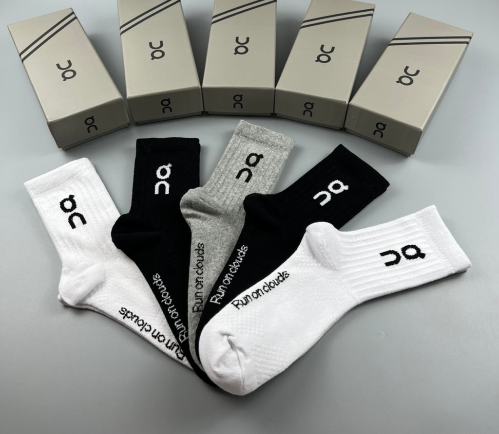 On Contrast Lettering Crew Socks - 5-Pair Set