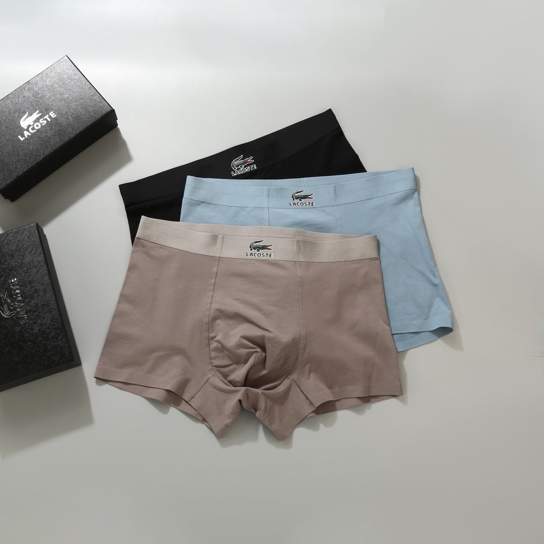 Lacoste Cotton Men's Boxer Briefs - 3-Piece Box