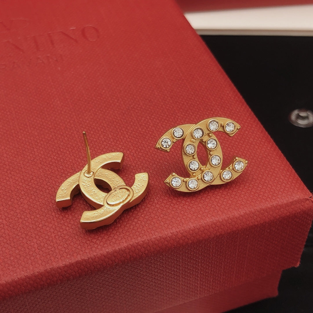 Signature Emblem Crystal-Accent Stud Earrings – White Detail detail view