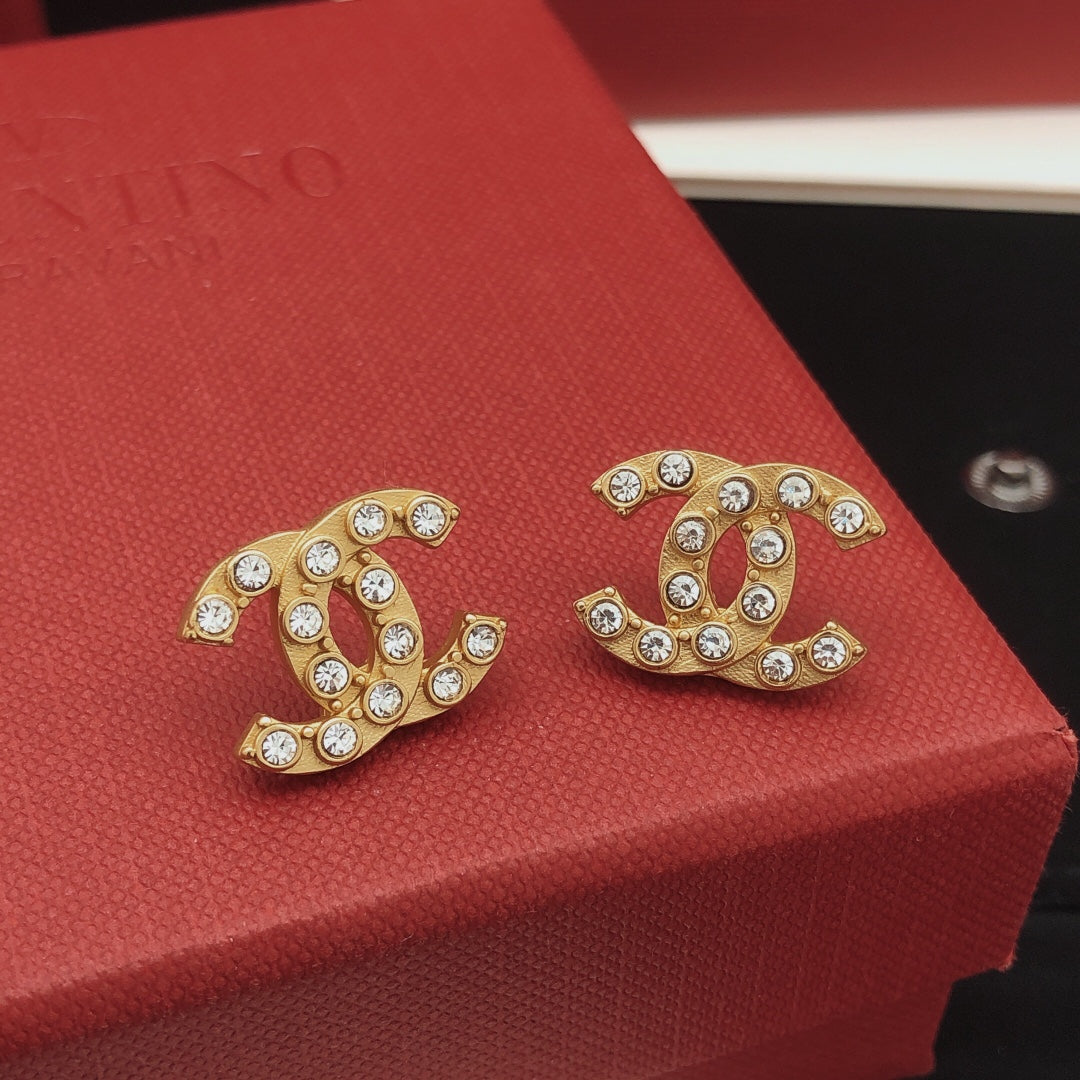 Signature Emblem Crystal-Accent Stud Earrings – White Detail main product view