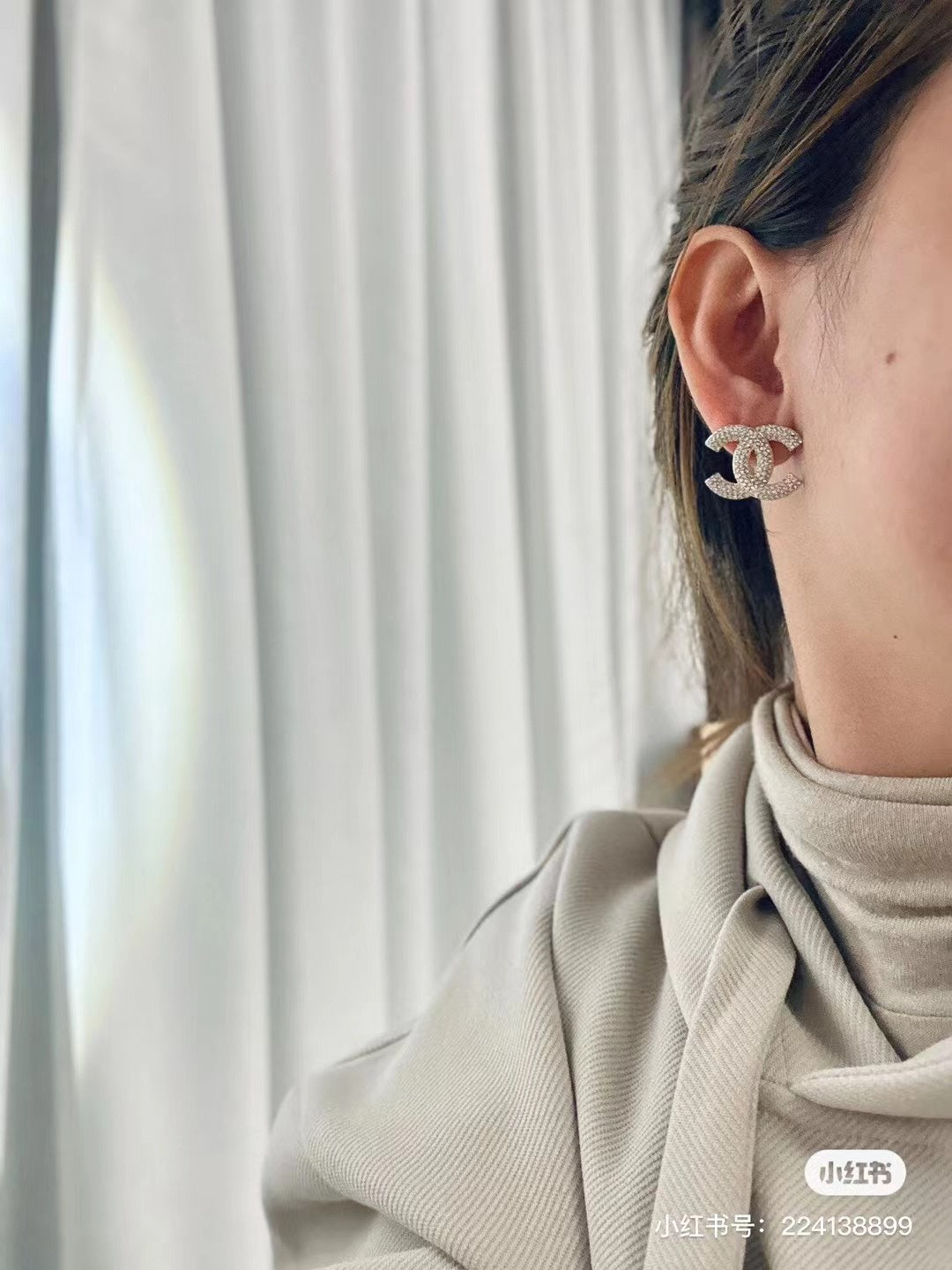 Double-C Emblem Crystal-Accent Stud Earrings – Design 048 main product view