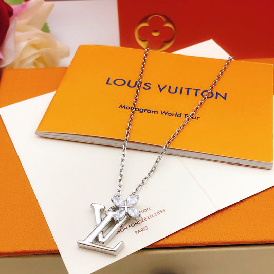 Geometric Emblem Pendant Necklace in Silver-Tone – Silver Detail – Design 008 main product view