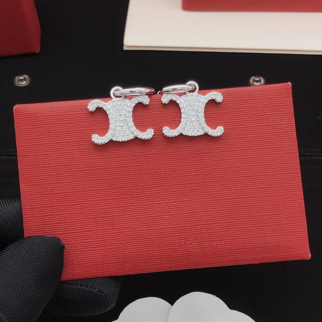 Signature Emblem Crystal-Accent Drop Earrings detail view