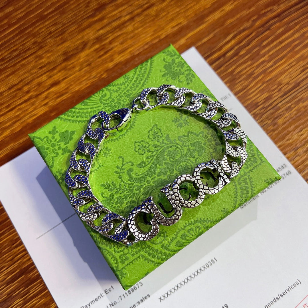 Geometric Emblem Bracelet in Polished Metal-Tone – Design 020 close-up detail