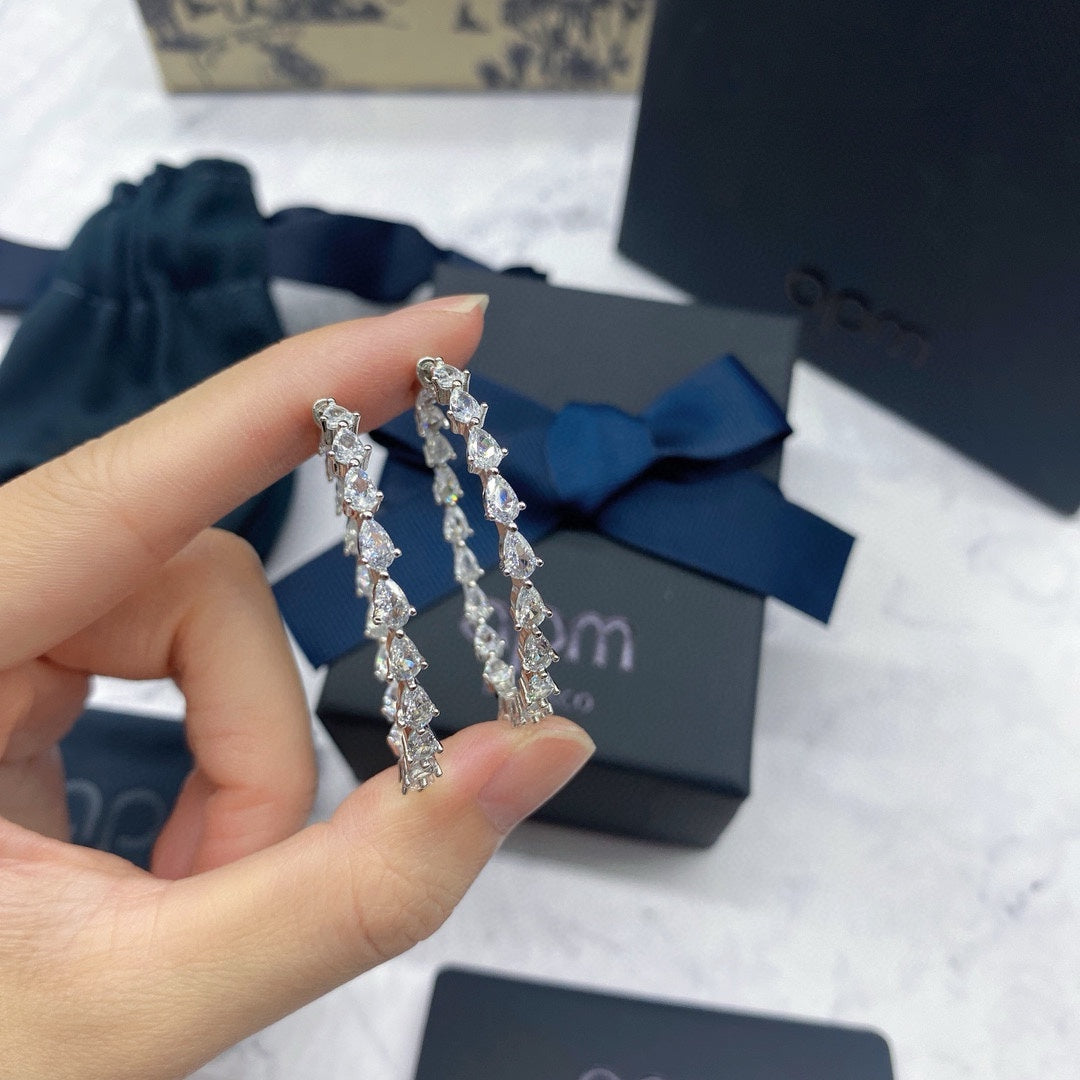 Teardrop Hoop Earrings in Silver-Tone side detail