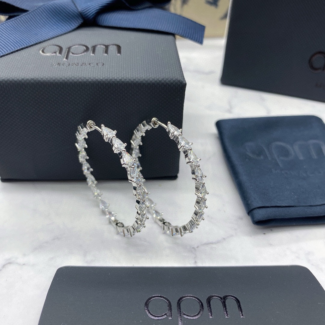 Teardrop Hoop Earrings in Silver-Tone detail view