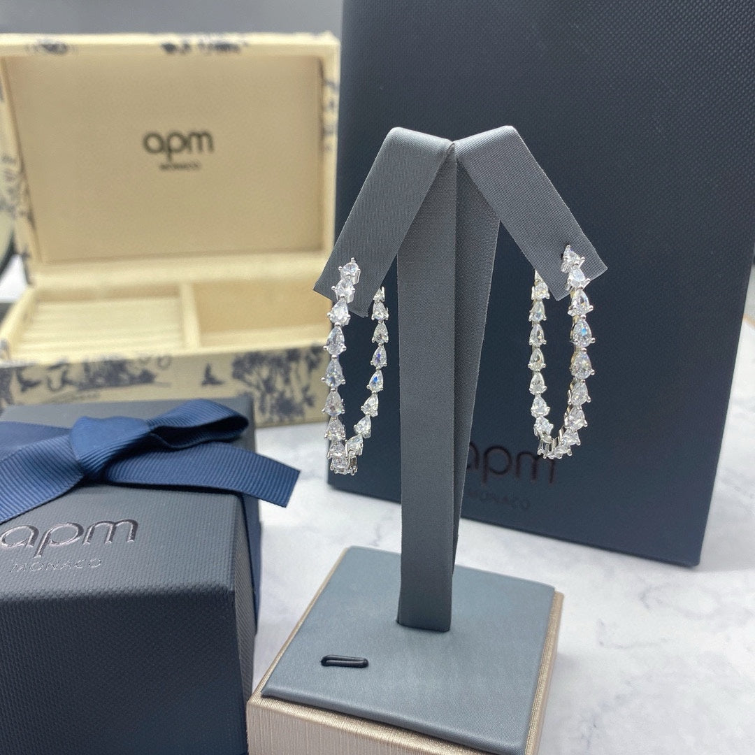 Teardrop Hoop Earrings in Silver-Tone front product view