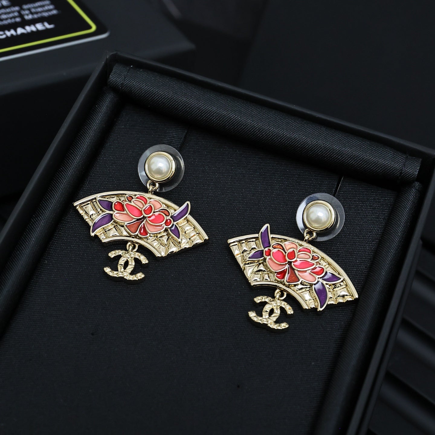 Double-C Emblem Statement Earrings in Polished Metal-Tone – Design 052 front product view