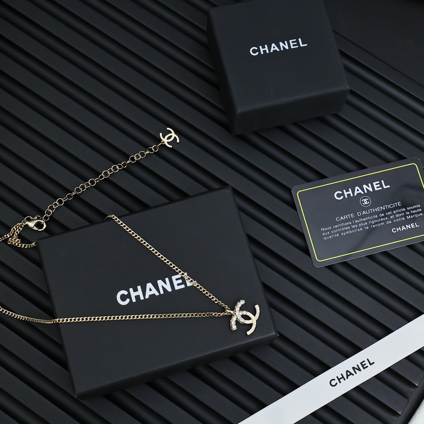 Double-C Emblem Crystal-Accent Pendant Necklace – Design 030 front product view