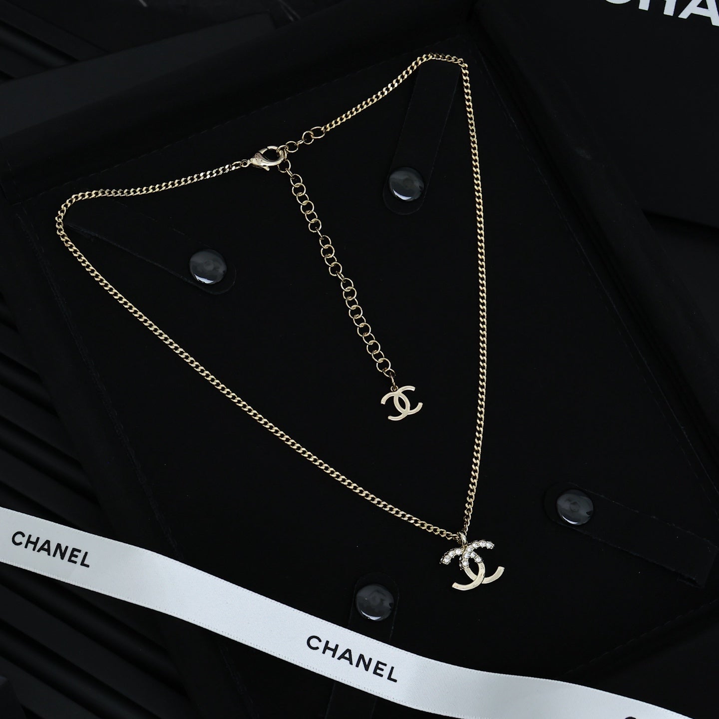 Double-C Emblem Crystal-Accent Pendant Necklace – Design 030 main product view