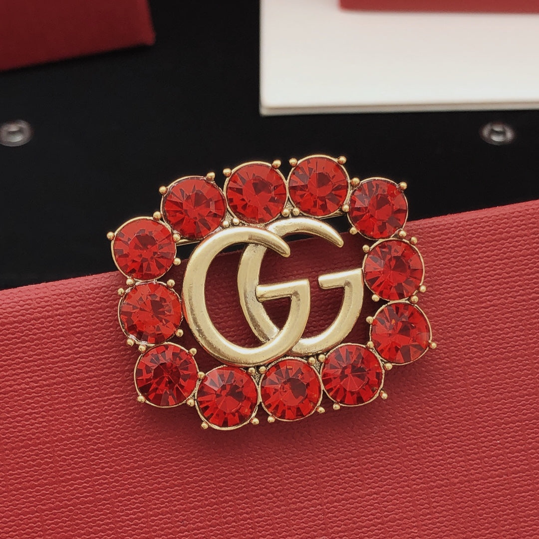 Geometric Emblem Brooch in Gold-Tone main product view