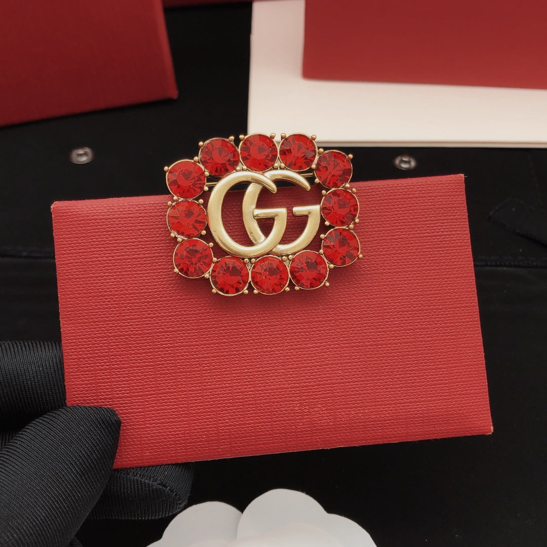 Geometric Emblem Brooch in Gold-Tone front product view