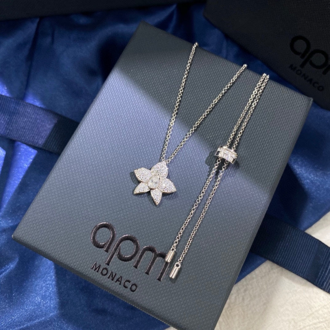 Floral Pendant Necklace in Silver-Tone styled product view
