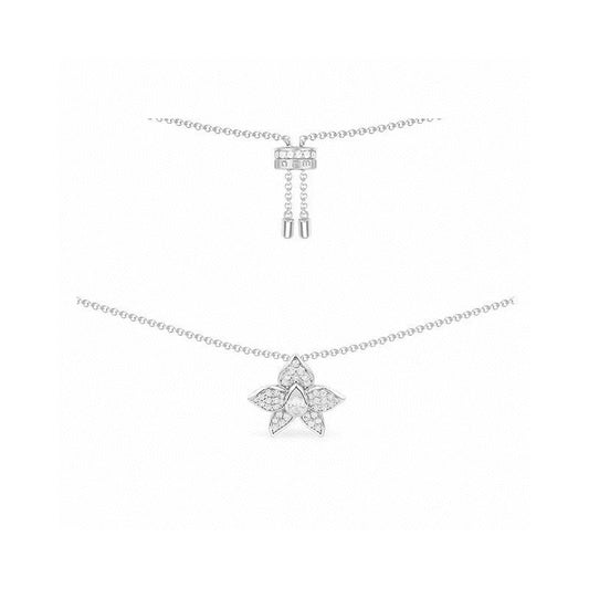 Floral Pendant Necklace in Silver-Tone main product view