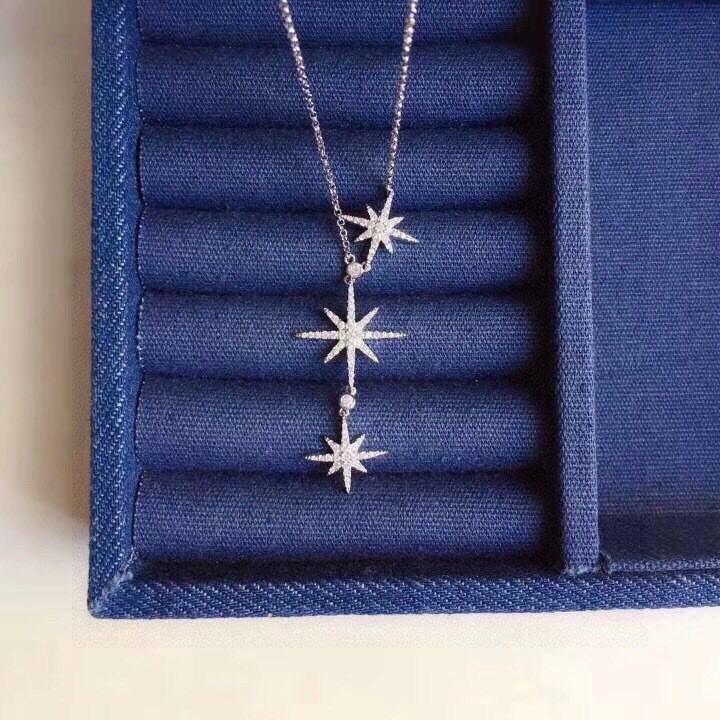 Star Pendant Necklace in Polished Metal-Tone front product view