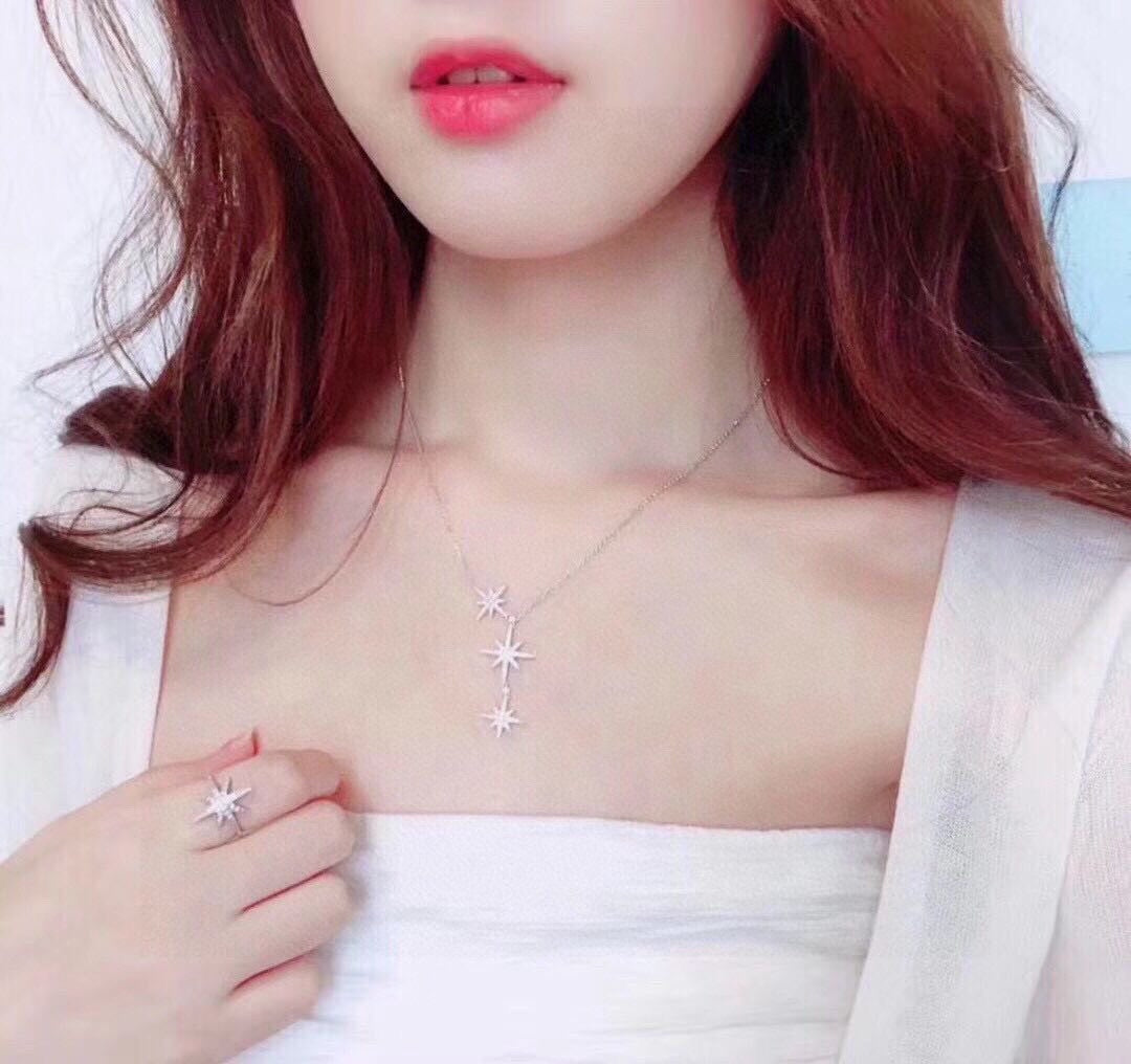 Star Pendant Necklace in Polished Metal-Tone front product view