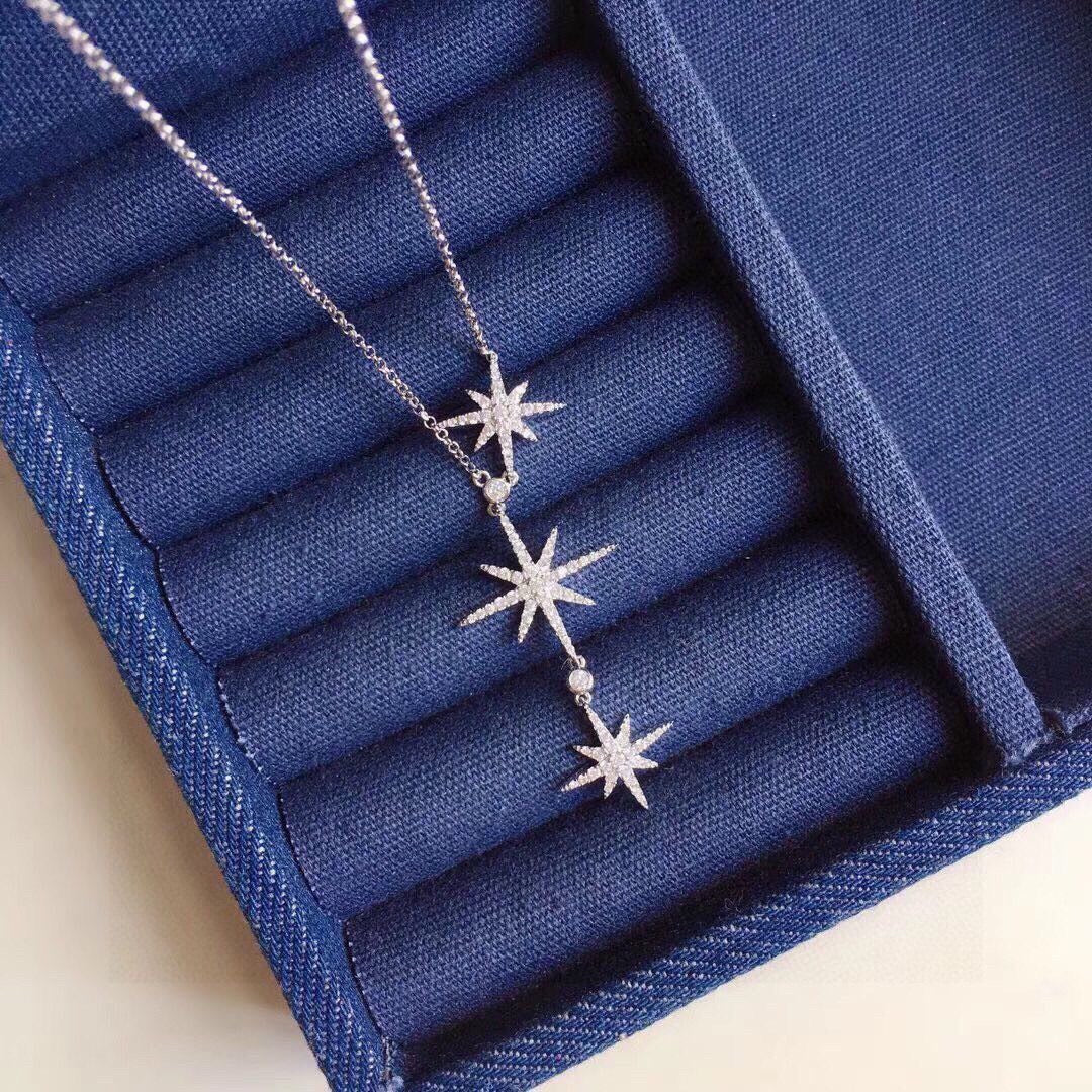 Star Pendant Necklace in Polished Metal-Tone detail view
