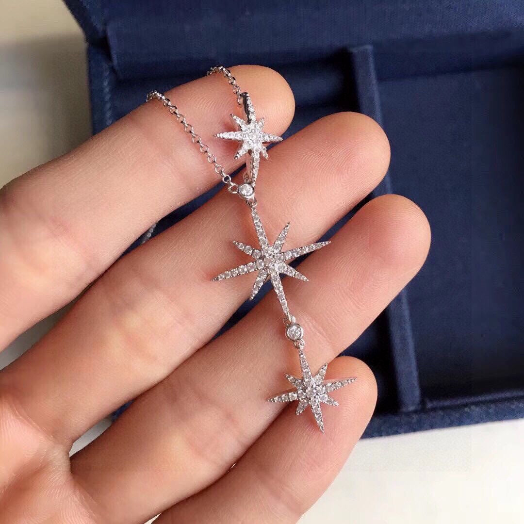 Star Pendant Necklace in Polished Metal-Tone close-up detail