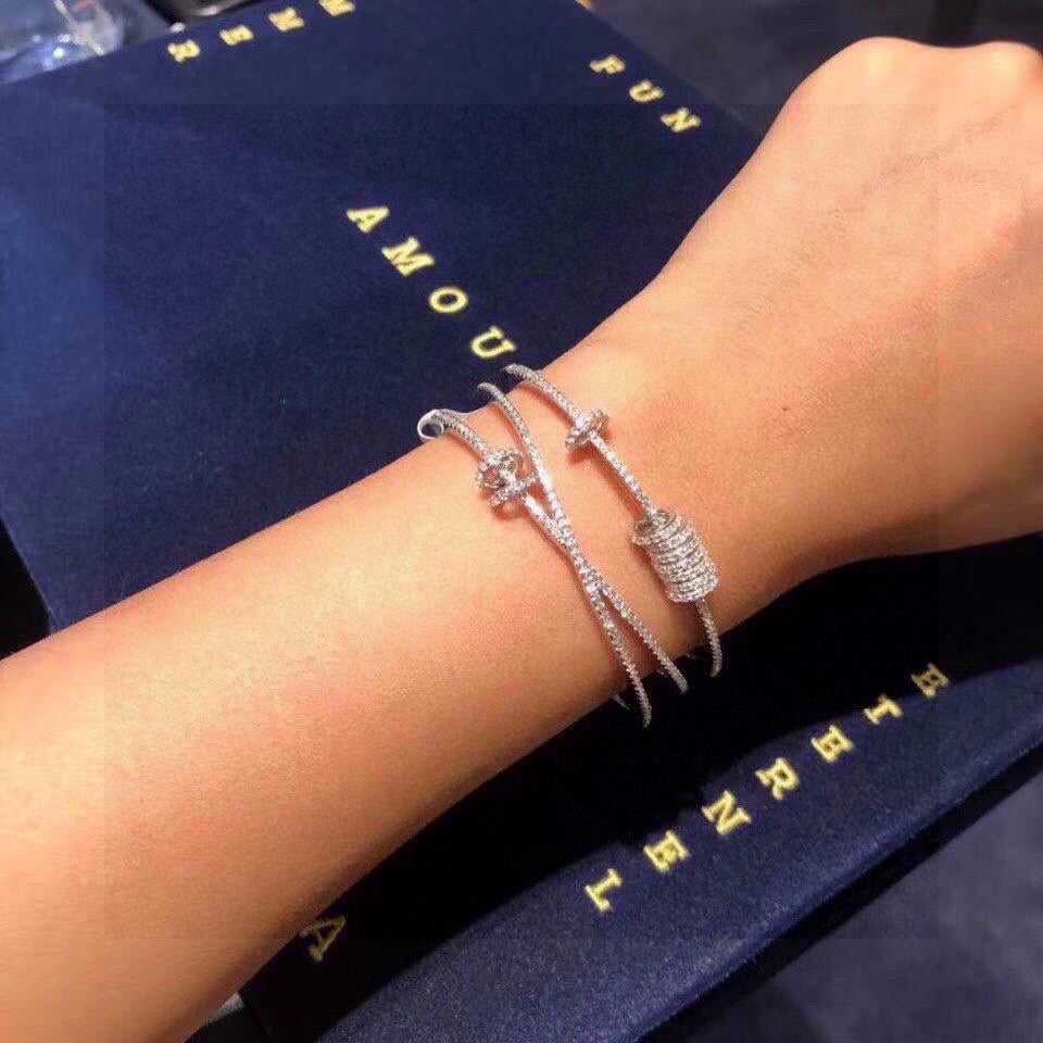 Multi-Ring Open Bangle in Silver-Tone detail view