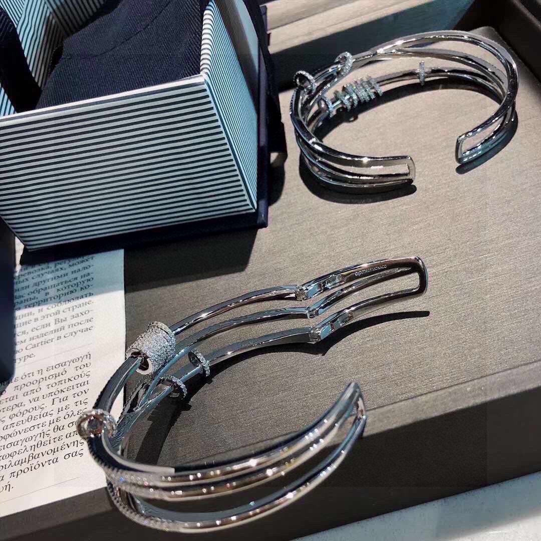 Multi-Ring Open Bangle in Silver-Tone front product view