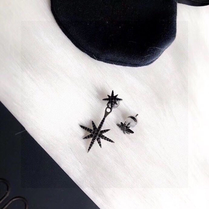 Shooting Star Stud Earrings in Black-Tone front product view