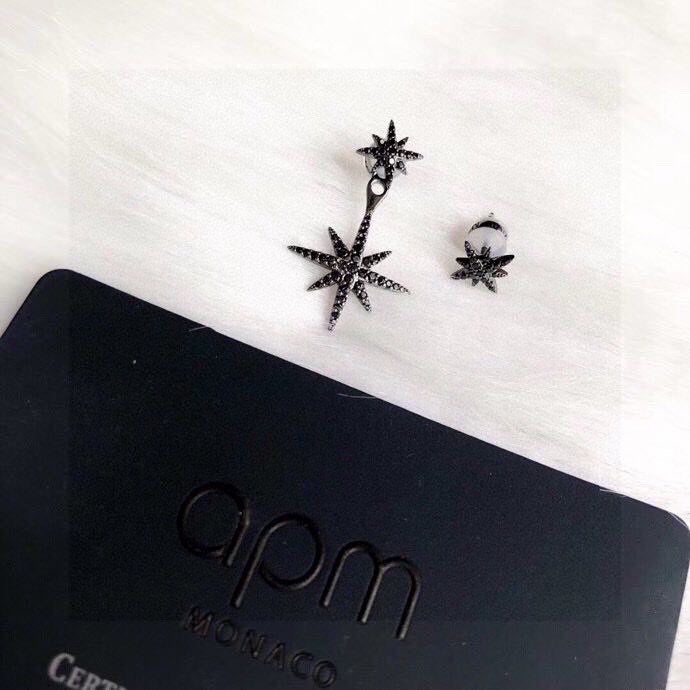 Shooting Star Stud Earrings in Black-Tone detail view