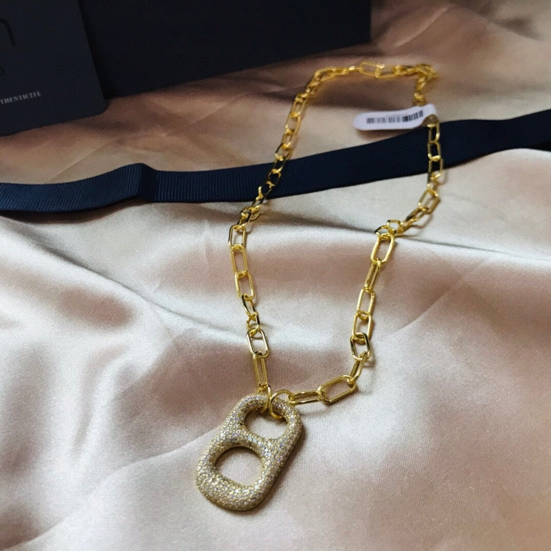 Link Pendant Necklace in Gold-Tone detail view