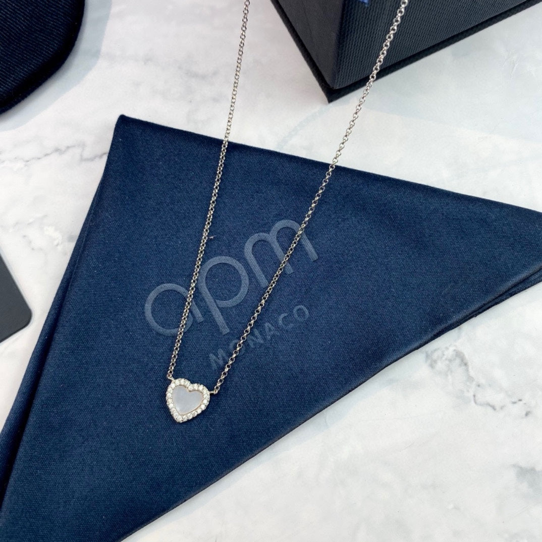 Adjustable Heart Pendant Necklace in Polished Metal-Tone detail view