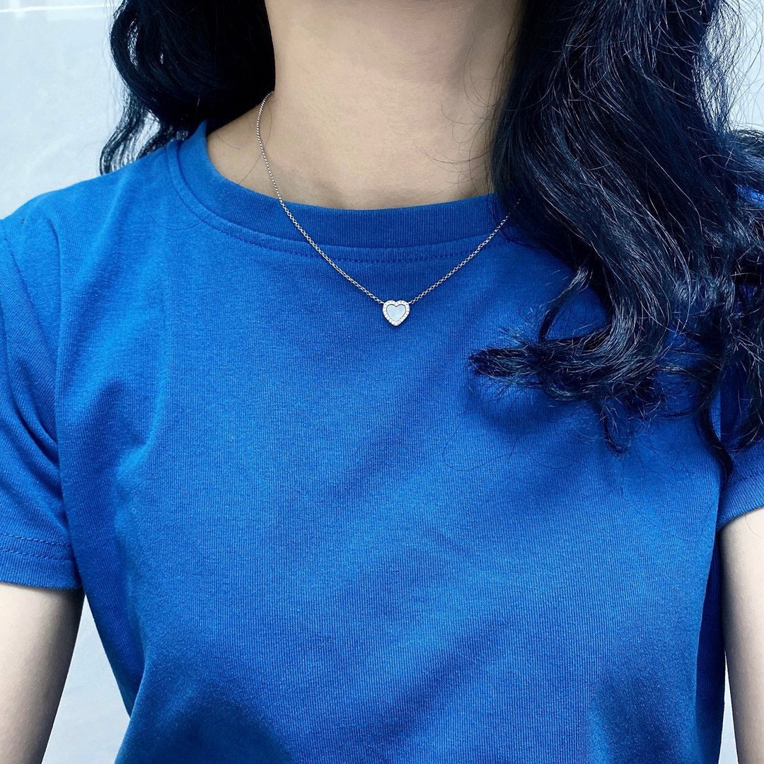 Adjustable Heart Pendant Necklace in Polished Metal-Tone front product view