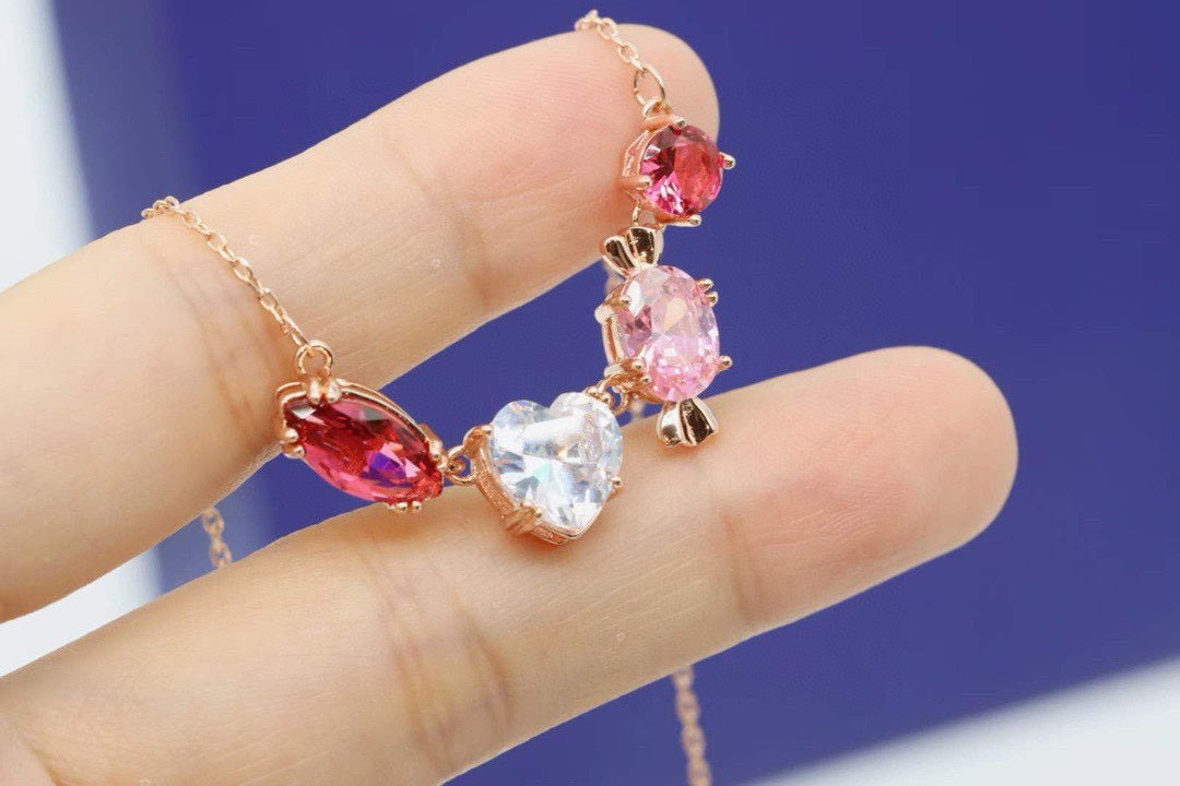 Candy Collarbone Necklace in Polished Metal-Tone styled product view
