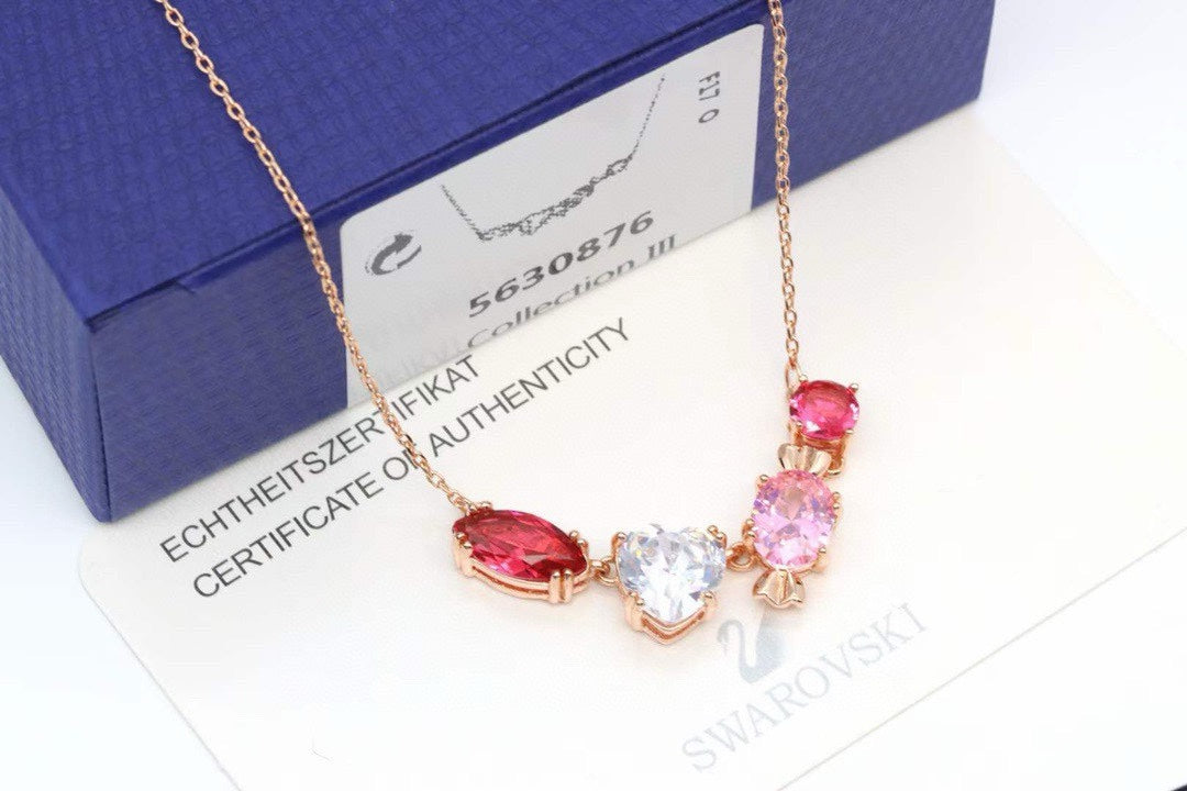 Candy Collarbone Necklace in Polished Metal-Tone side detail