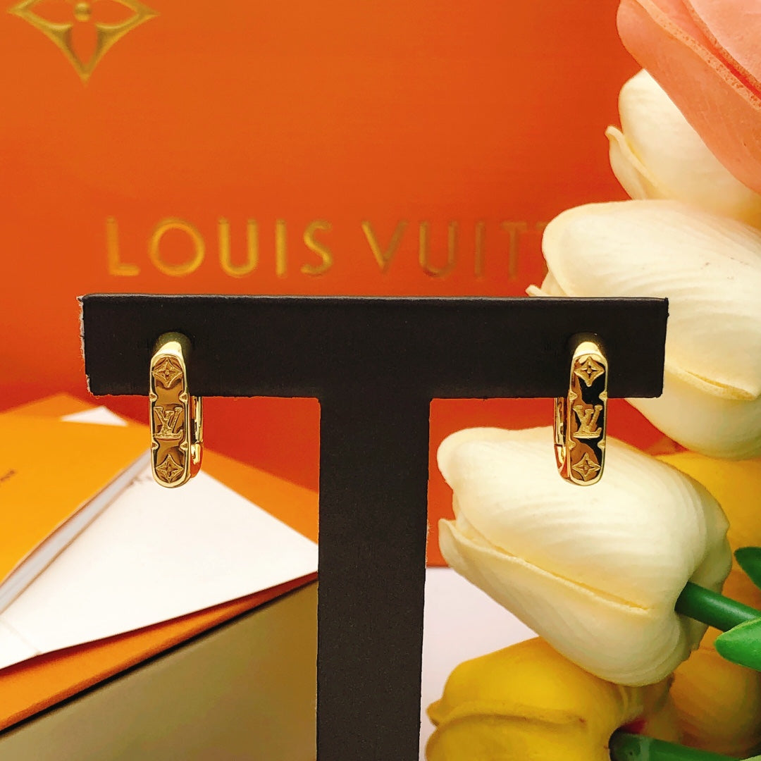 Geometric Emblem Statement Earrings in Gold-Tone – Design 002 front product view