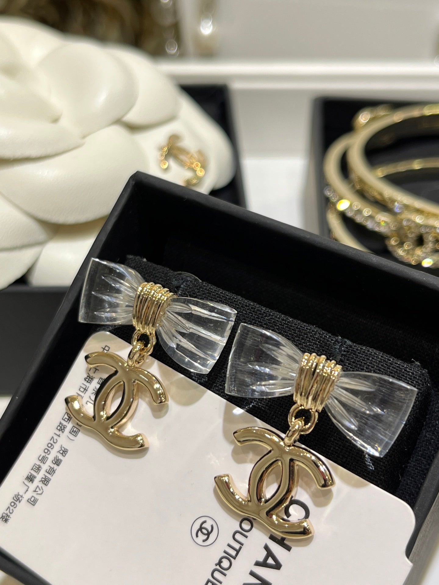 Double-C Emblem Stud Earrings in Gold-Tone – Design 010 main product view