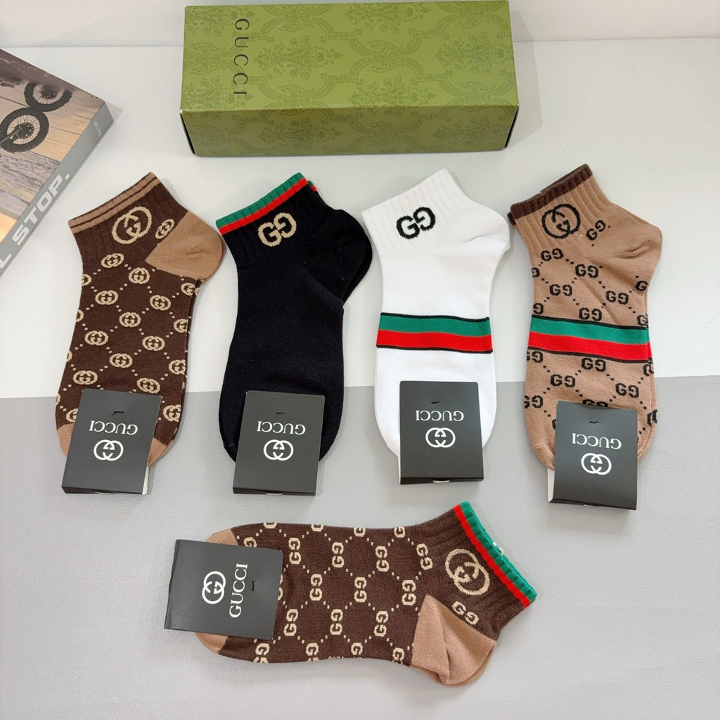 Gucci Mixed Monogram Crew Socks - Box of 5 Pairs