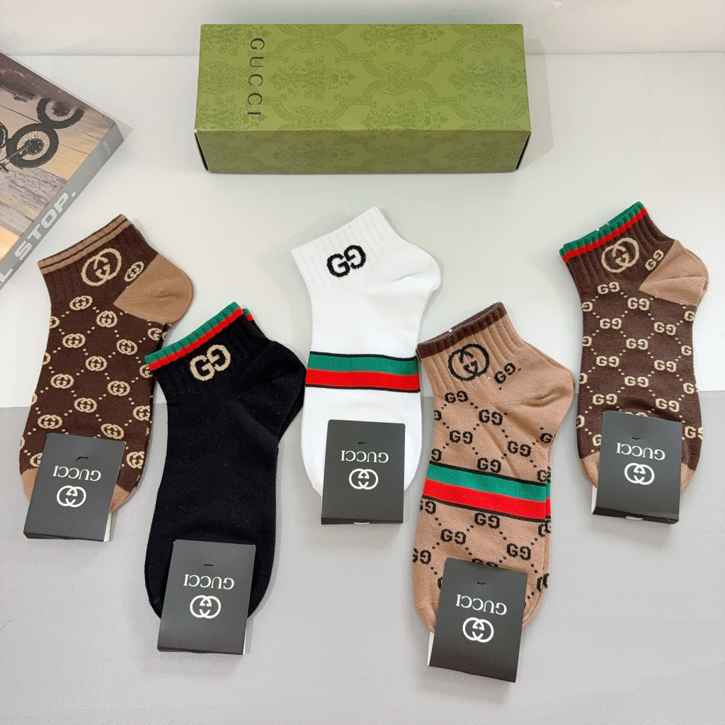 Gucci Mixed Monogram Crew Socks - Box of 5 Pairs