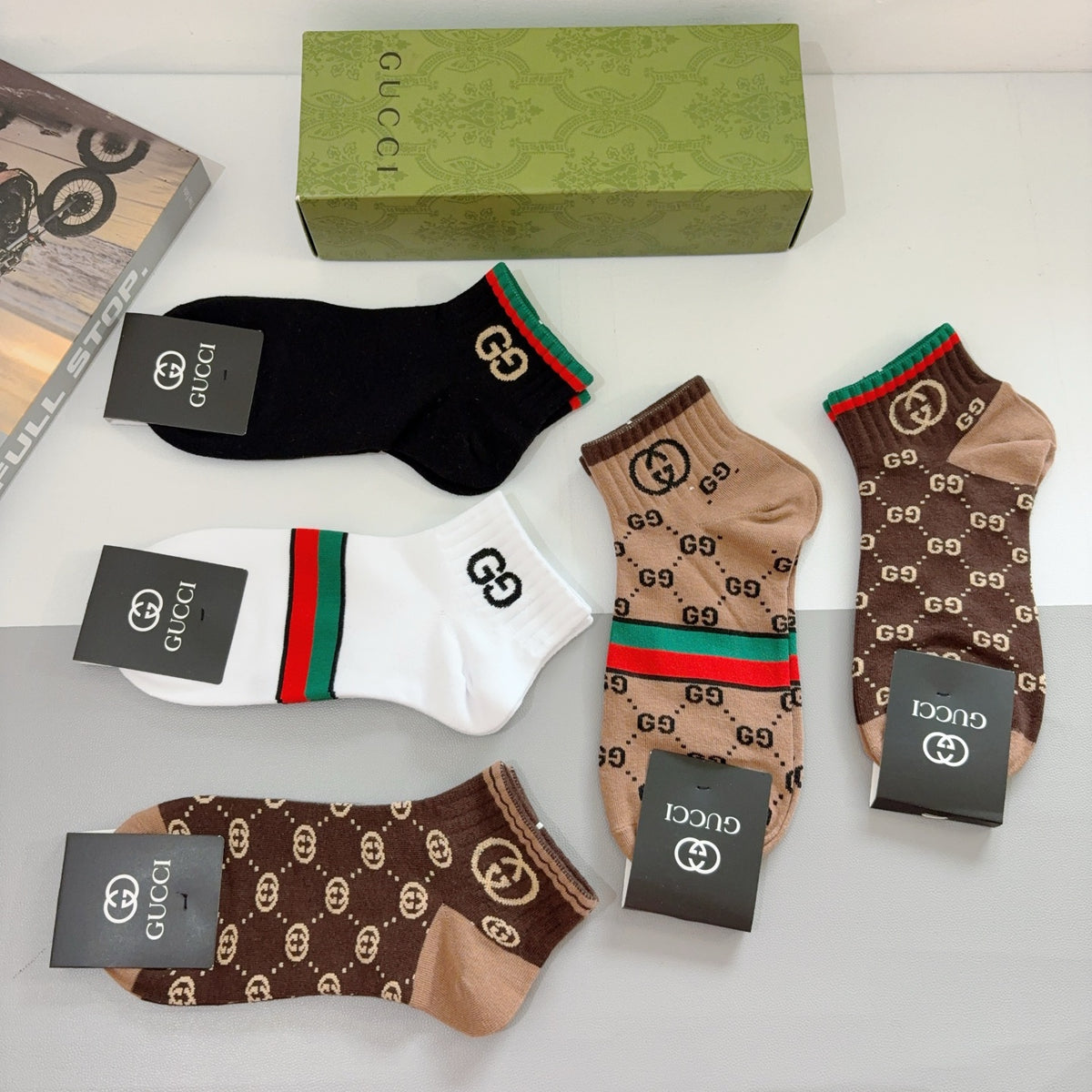 Gucci Mixed Monogram Crew Socks - Box of 5 Pairs