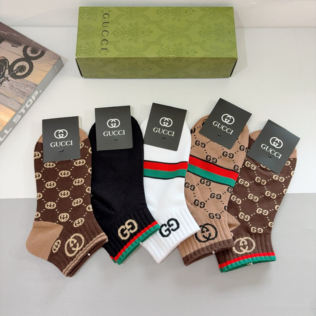 Gucci Mixed Monogram Crew Socks - Box of 5 Pairs
