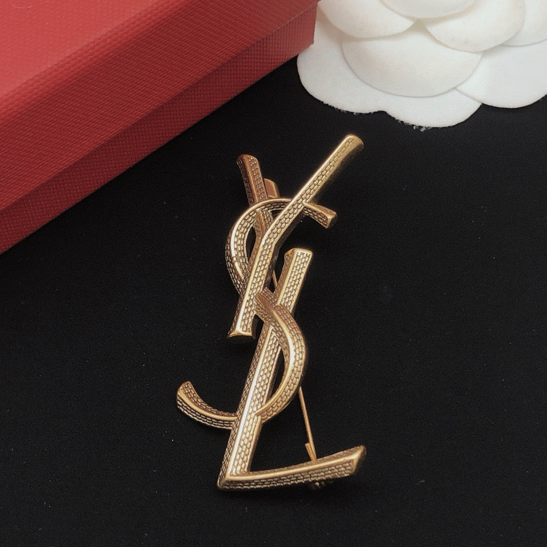 Snake-Scale Brooch in Gold-Tone front product view
